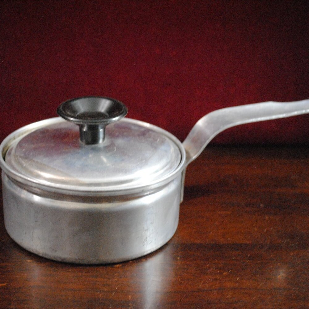 Little Vintage Child's Aluminum Pot with Lid 1950s-60s